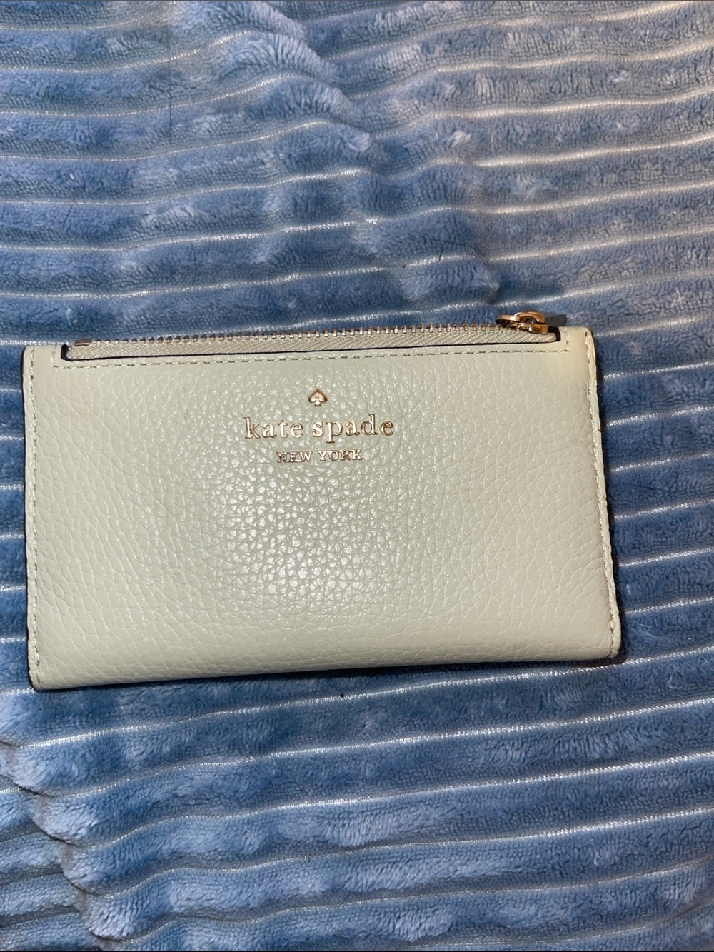 kate spade Small Pebbled Leather Wallet in Light Blue